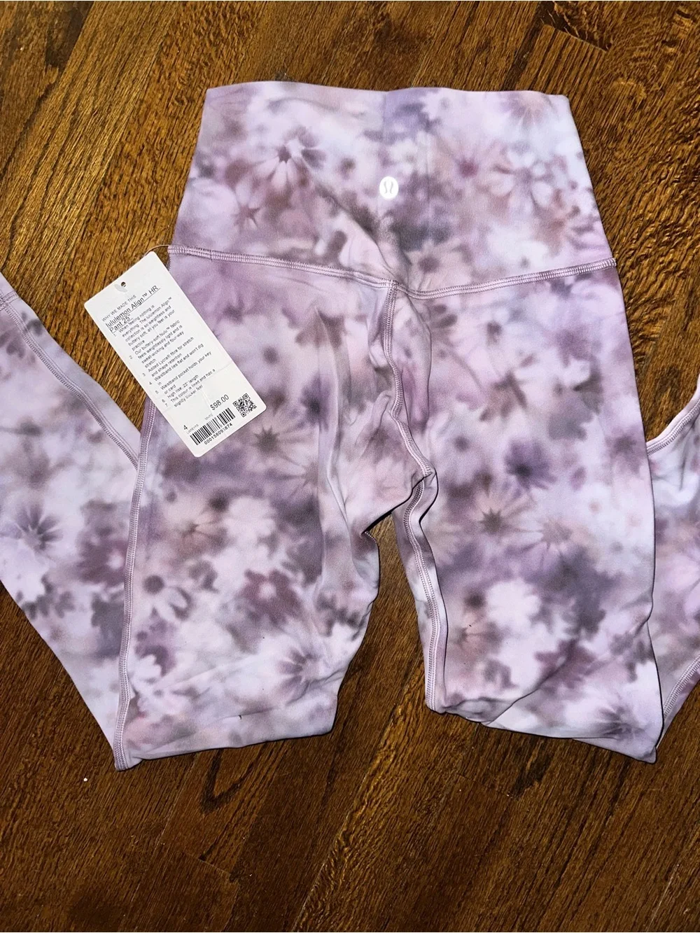 lululemon athletica Light Purple Floral Tie-Dye Leggings - NWT Size 4